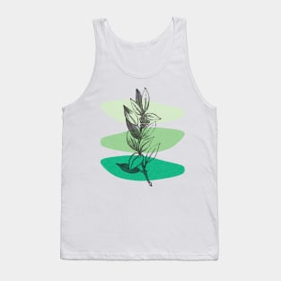 Green tone Abstract Shapes leaves flower design Tank Top